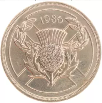 Монета 2 фунта Англии 1986 года Латунь Елизавета II