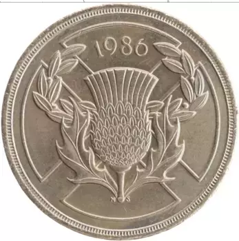 Монета 2 фунта Англии 1986 года Латунь XIII Игры Содружества