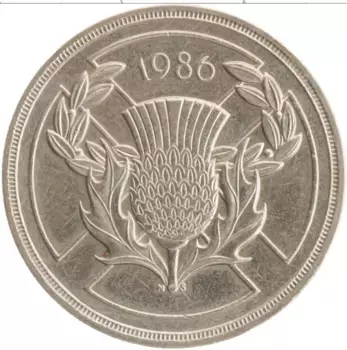 Монета 2 фунта Англии 1986 года Латунь Елизавета II