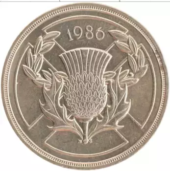 Монета 2 фунта Англии 1986 года Латунь XIII Игры Cодружества