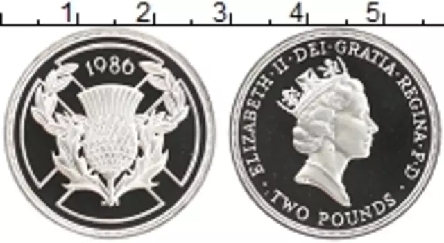 Монета 2 фунта Англии 1986 года Серебро XIII Игры Cодружества