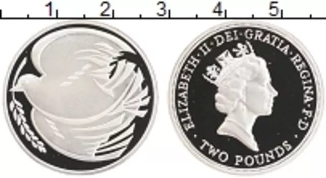 Монета 2 фунта Англии 1995 года Серебро Елизавета II