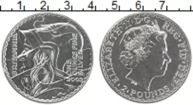 Монета 2 фунта Англии 2003 года Серебро Британия