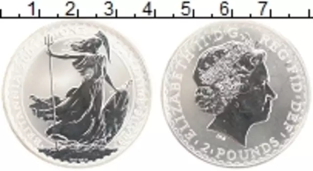 Монета 2 фунта Англии 2004 года Серебро Елизавета II
