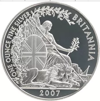 Монета 2 фунта Англии 2007 года Серебро Елизавета II