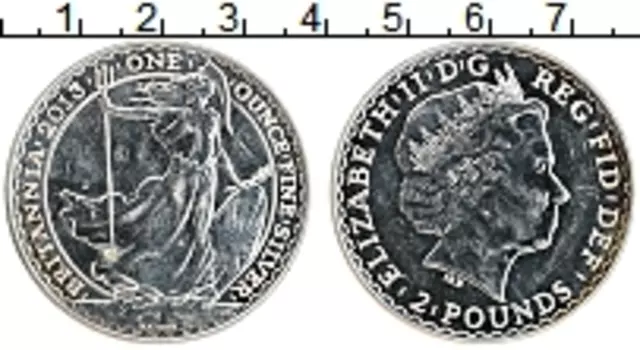 Монета 2 фунта Англии 2013 года Серебро Елизавета II
