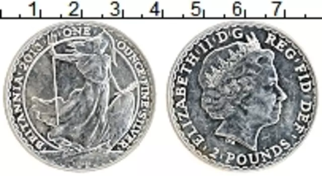 Монета 2 фунта Англии 2013 года Серебро Елизавета II