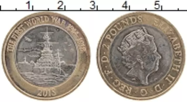 Монета 2 фунта Англии 2015 года Биметалл Елизавета II