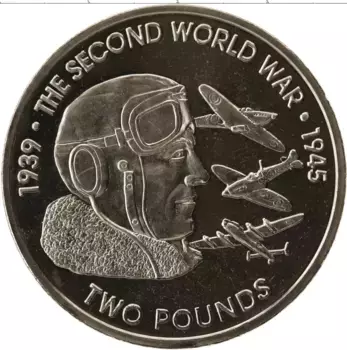 Монета 2 фунта Британско - Индийской океанской территории 2019 года Медно-никель Вторая Мировая Война, авиация