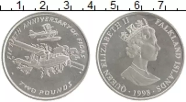 Монета 2 фунта Фолклендских островов 1998 года Медно-никель Елизавета II