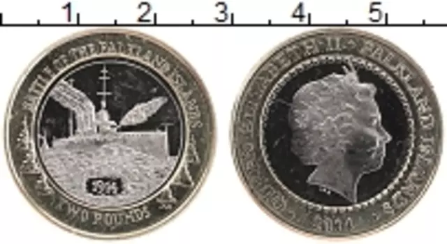 Монета 2 фунта Фолклендских островов 2014 года Биметалл Елизавета II