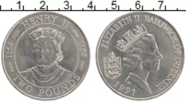 Монета 2 фунта Гернси 1991 года Медно-никель Елизавета II
