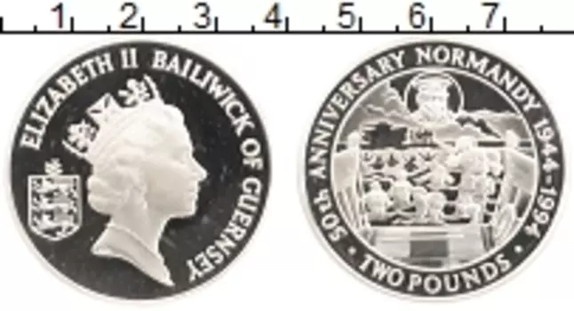 Монета 2 фунта Гернси 1994 года Серебро Елизавета II