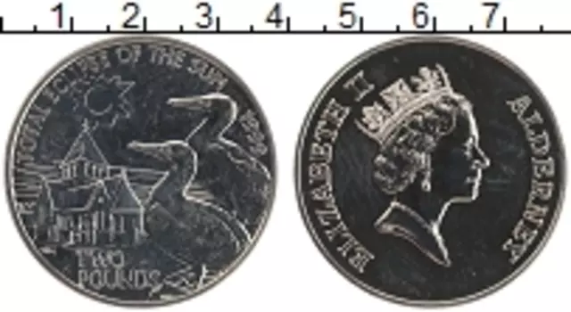 Монета 2 фунта Олдерни 1999 года Медно-никель Елизавета II