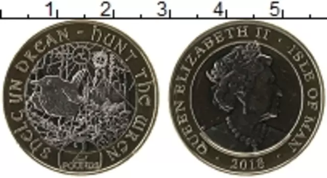 Монета 2 фунта Острова Мэн 2018 года Биметалл Елизавета II
