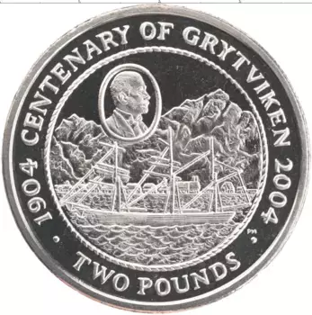 Монета 2 фунта Сандвичевых островов 2004 года Медно-никель