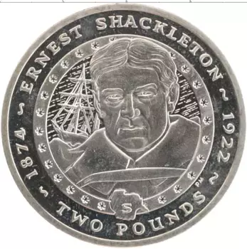 Монета 2 фунта Сандвичевых островов 2007 года Медно-никель Эрнст Шеклетон