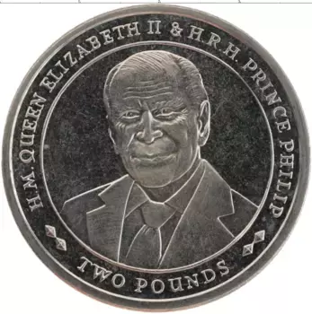 Монета 2 фунта Сандвичевых островов 2017 года Медно-никель Елизавета II и Филипп