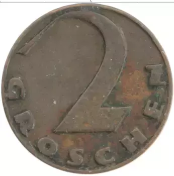 Монета 2 гроша Австрии 1925 года Бронза