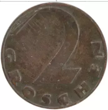 Монета 2 гроша Австрии 1928 года Бронза