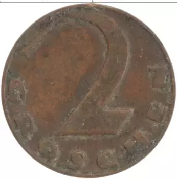 Монета 2 гроша Австрии 1929 года Бронза