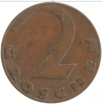 Монета 2 гроша Австрии 1929 года Бронза