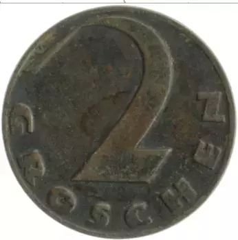 Монета 2 гроша Австрии 1937 года Бронза
