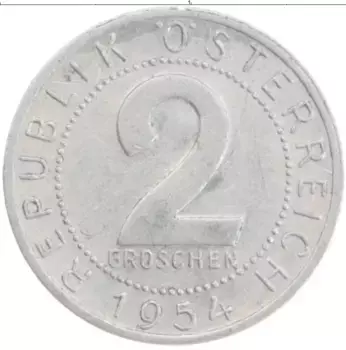 Монета 2 гроша Австрии 1954 года Алюминий