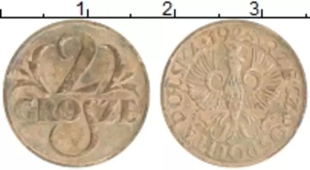 Монета 2 гроша Польши 1925 года Бронза