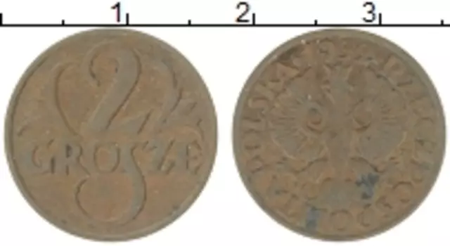 Монета 2 гроша Польши 1932 года Бронза