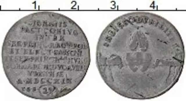 Монета 2 гроша Саксонии 1719 года Серебро IGS (Cвадьба принца Фридриха Августа и Марии Жозефины Австрийской)