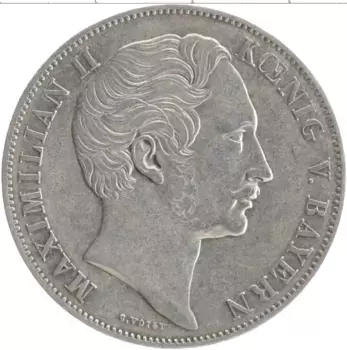 Монета 2 гульдена Баварии 1855 года Серебро Максимилиан II