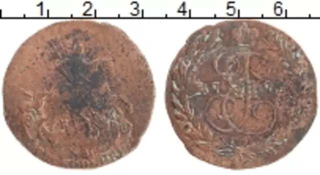 Монета 2 копейки Екатерины 2 1775 года Медь ЕМ