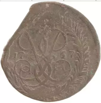 Монета 2 копейки Елизаветы Петровны 1757 года Медь
