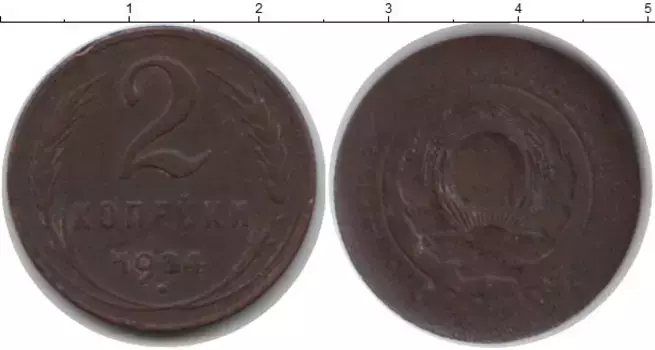 Монета 2 копейки СССР 1924 года Медь