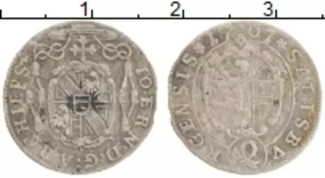 Монета 2 крейцера Зальцбурга 1707 года Серебро Йохан