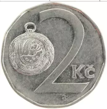 Монета 2 кроны Чехии 1993 года Медно-никель