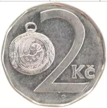 Монета 2 кроны Чехии 1993 года Медно-никель