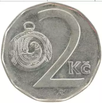 Монета 2 кроны Чехии 1995 года Медно-никель