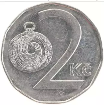 Монета 2 кроны Чехии 1996 года Медно-никель