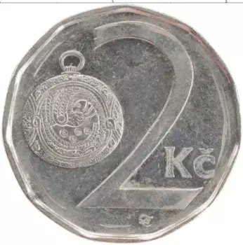 Монета 2 кроны Чехии 2002 года Медно-никель