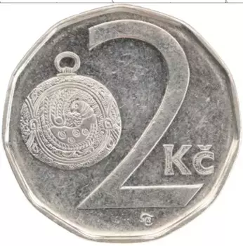 Монета 2 кроны Чехии 2007 года Медно-никель