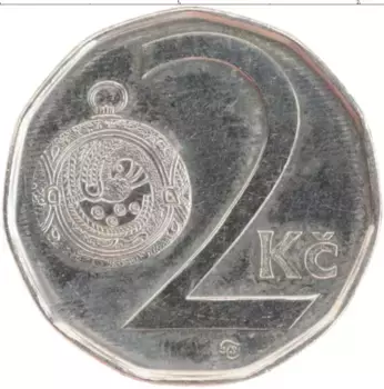 Монета 2 кроны Чехии 2008 года Медно-никель