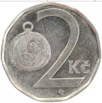 Монета 2 кроны Чехии 2008 года Медно-никель