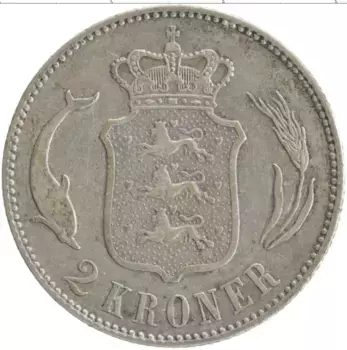 Монета 2 кроны Дании 1875 года Серебро Кристиан IХ