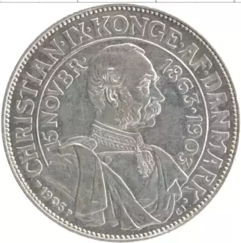 Монета 2 кроны Дании 1903 года Серебро 40 лет правления Кристиана IX