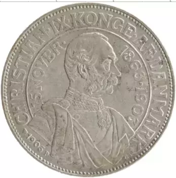 Монета 2 кроны Дании 1903 года Серебро 40 лет правления Кристиана IX