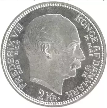 Монета 2 кроны Дании 1912 года Серебро Смерть Фредерика VIII, и вступление на престол Кристиана X