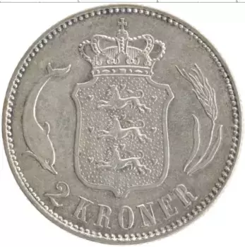 Монета 2 кроны Дании 1916 года Серебро Кристиан Х
