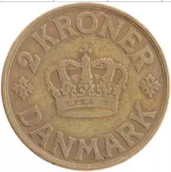 Монета 2 кроны Дании 1926 года Латунь Кристиан Х